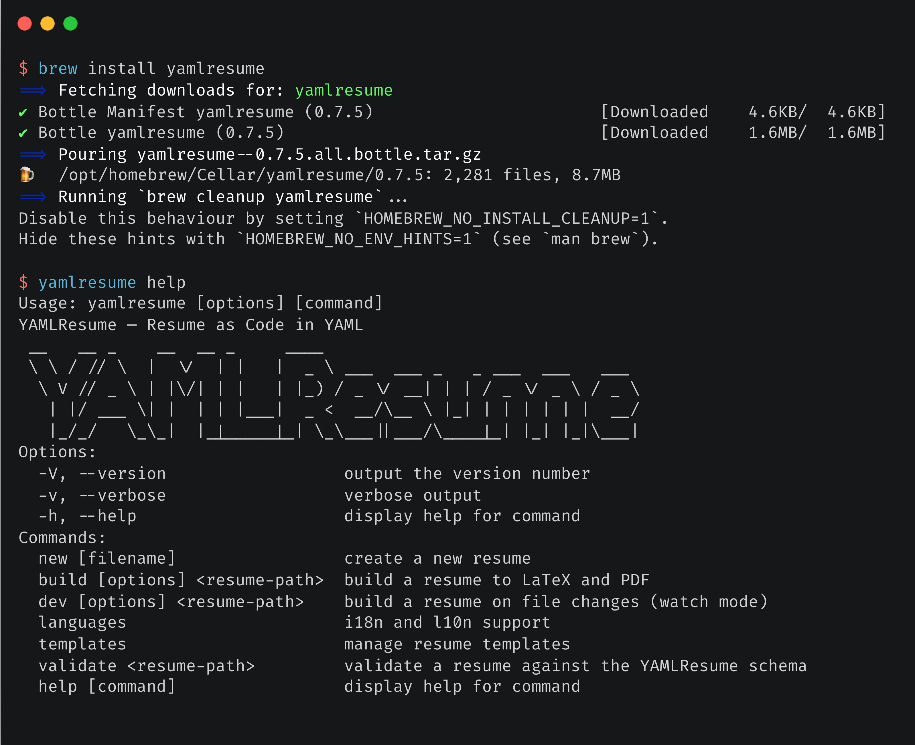brew install yamlresume