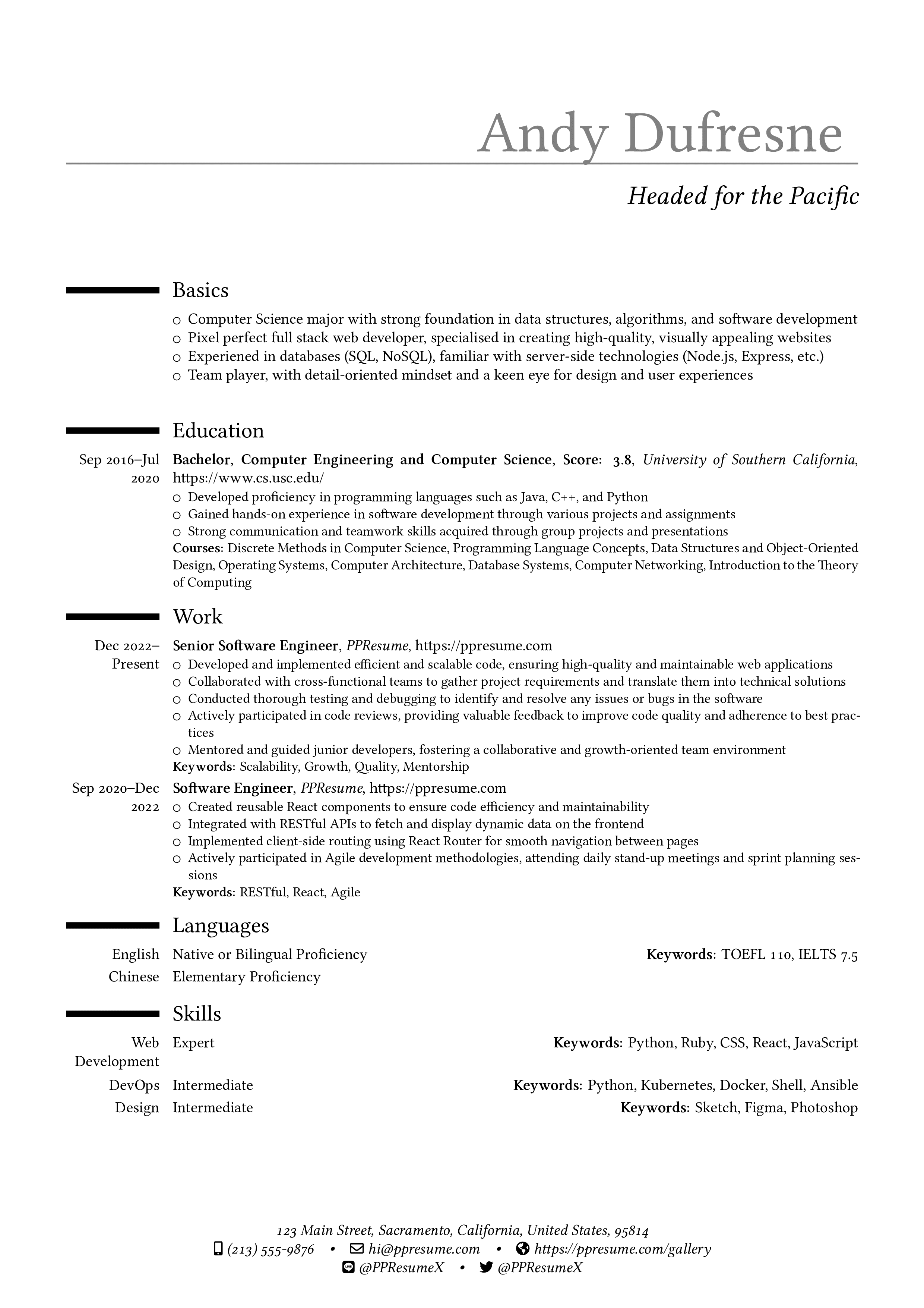 Moderncv Casual Template