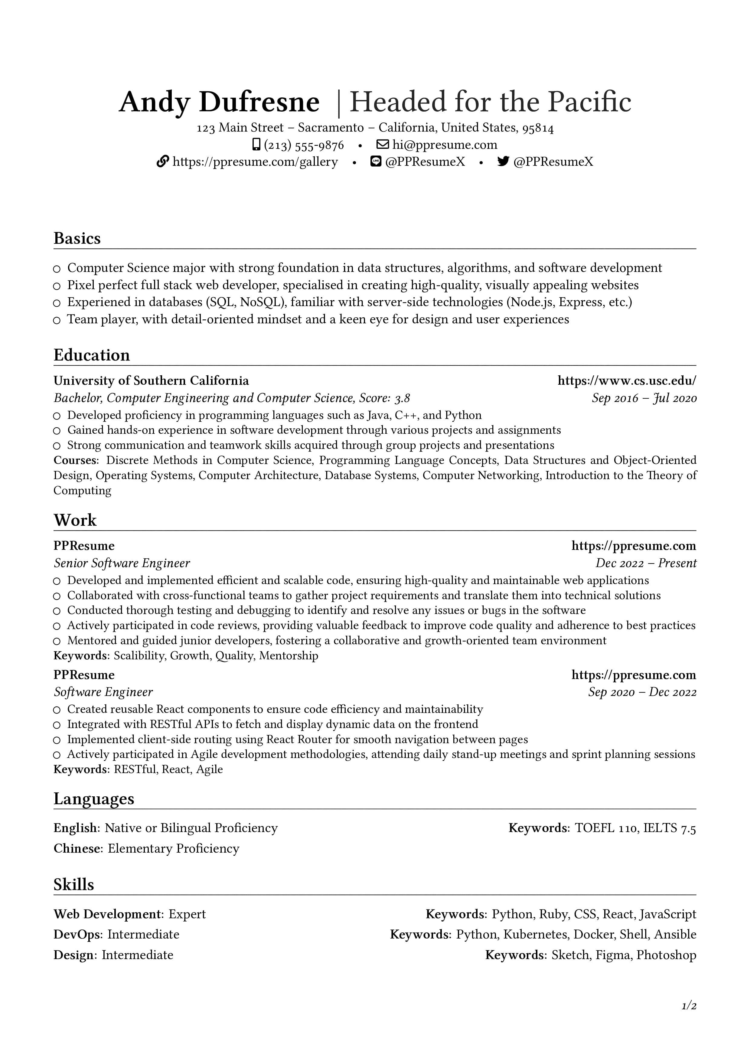 Resume Page 1