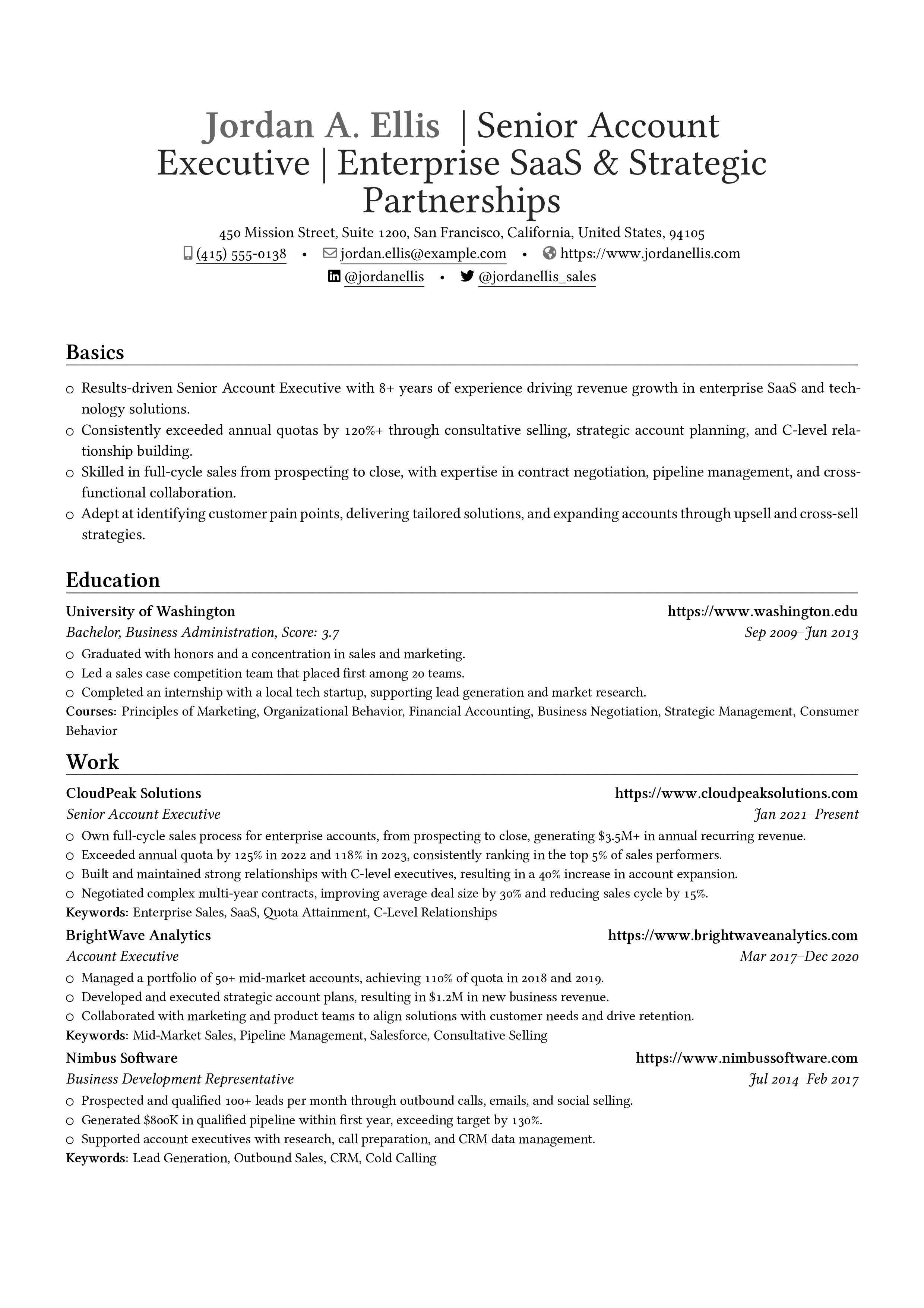 Account Executive 履歴書のプレビュー