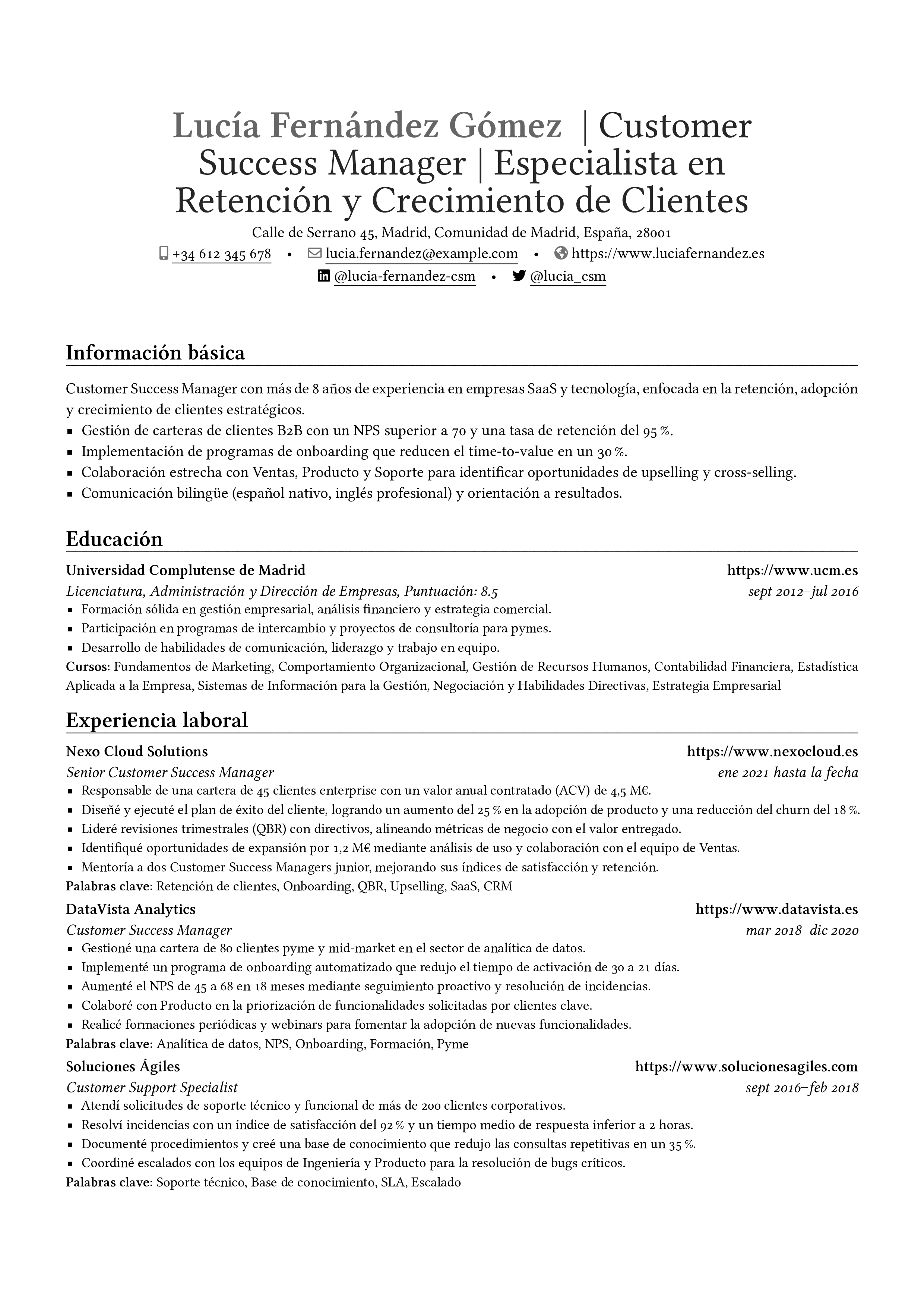 Pratinjau resume Gerente de Éxito del Cliente