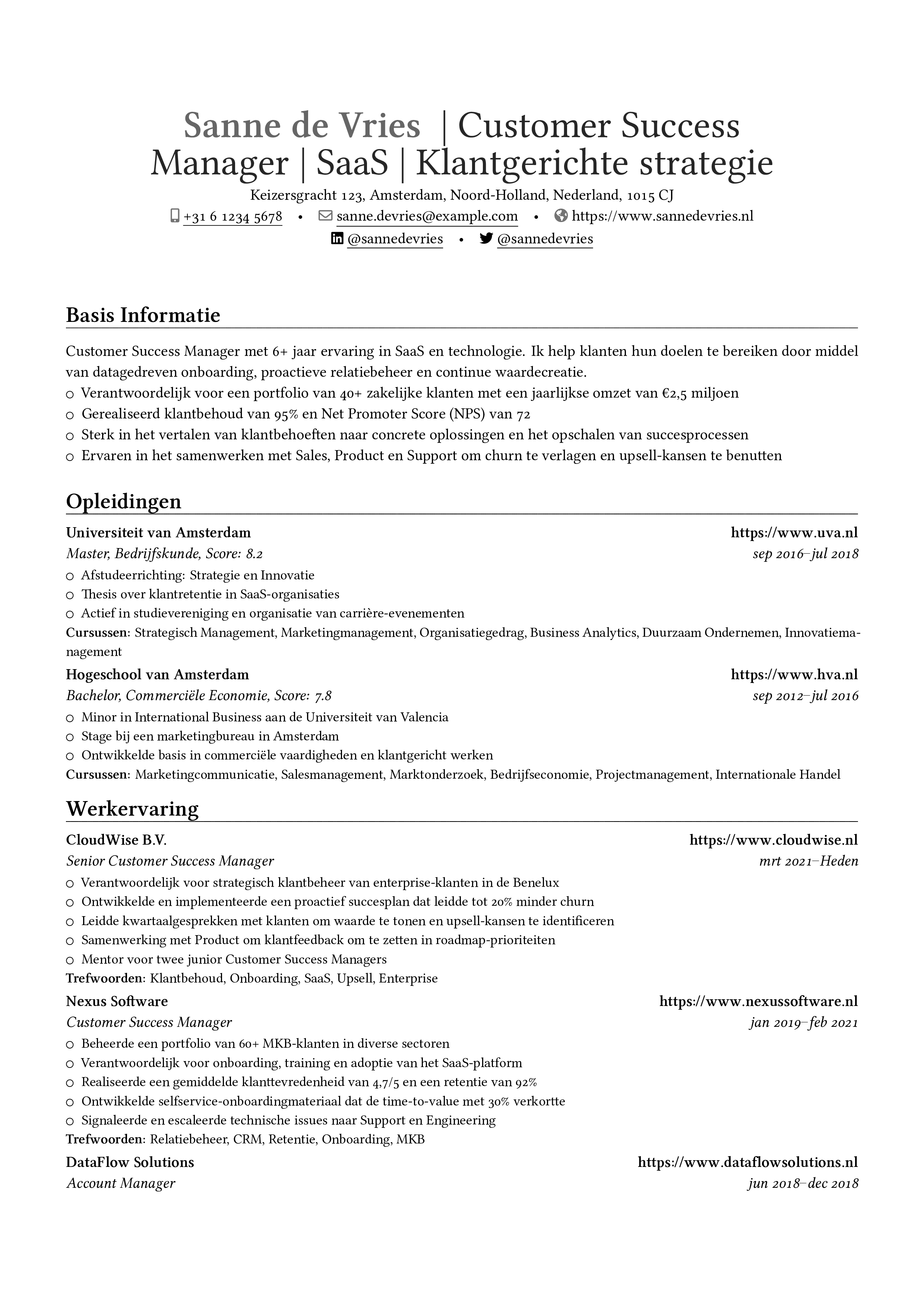 Klantsuccesmanager resume preview