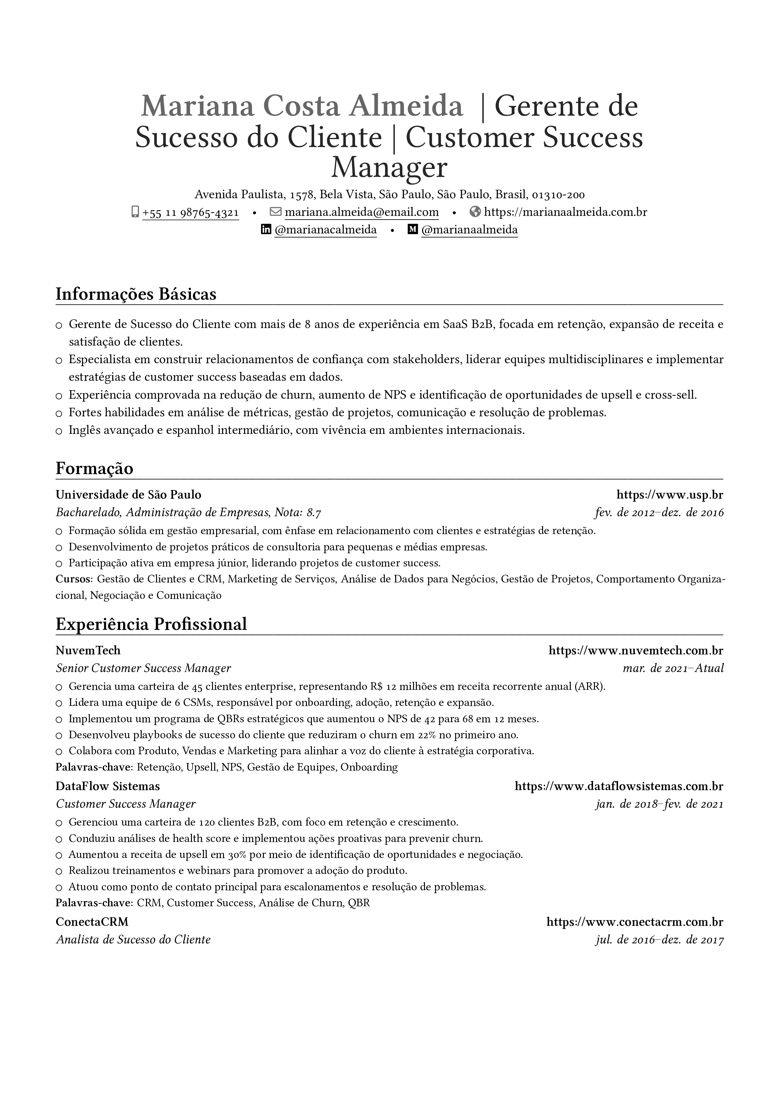 Gerente de Sucesso do Cliente resume preview