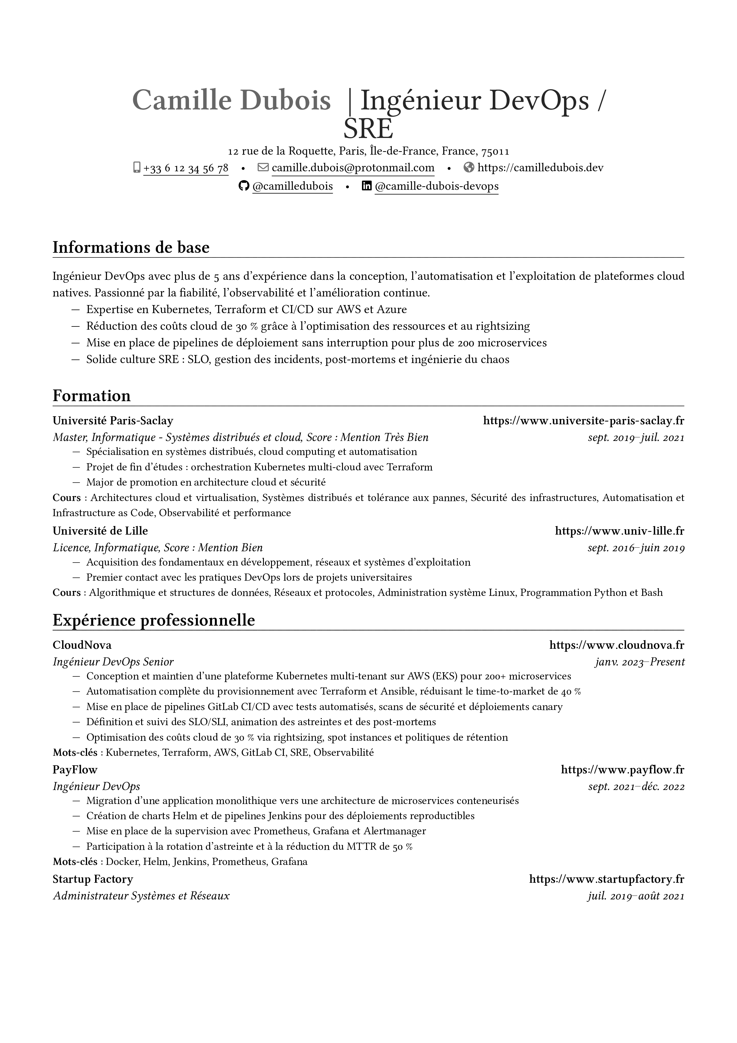 Ingénieur DevOps 简历预览