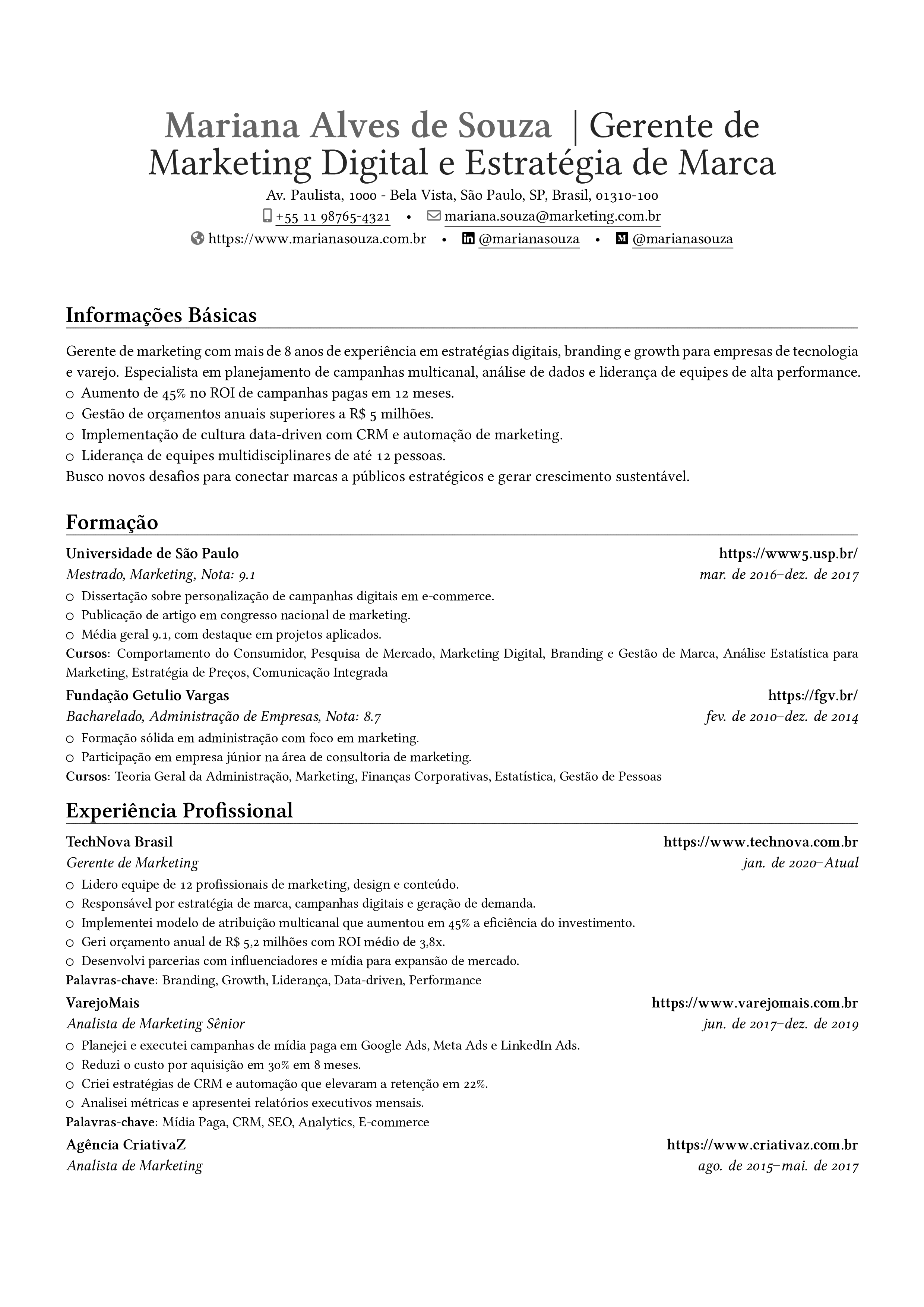 Gerente de Marketing resume preview