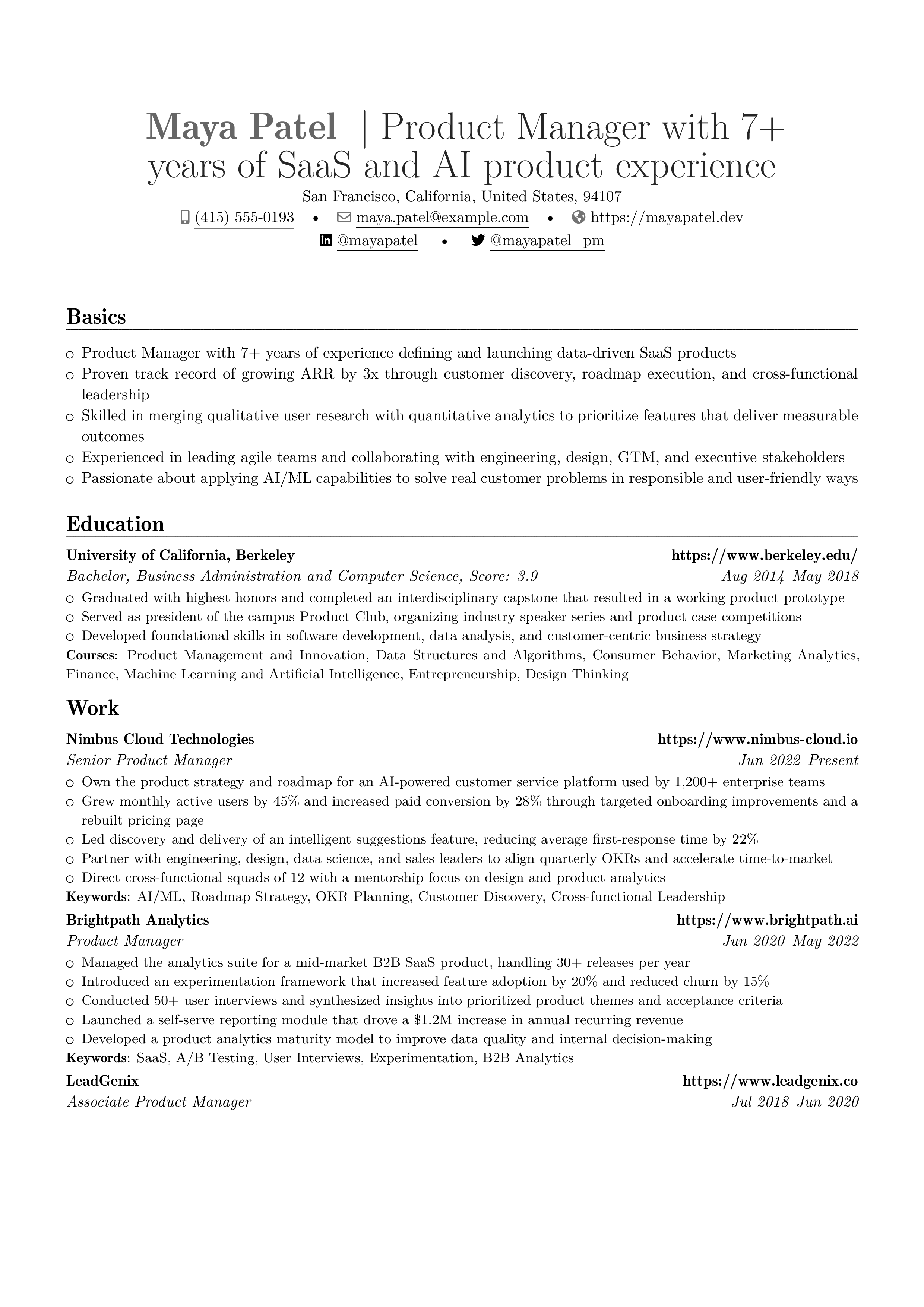 Product Manager resume preview