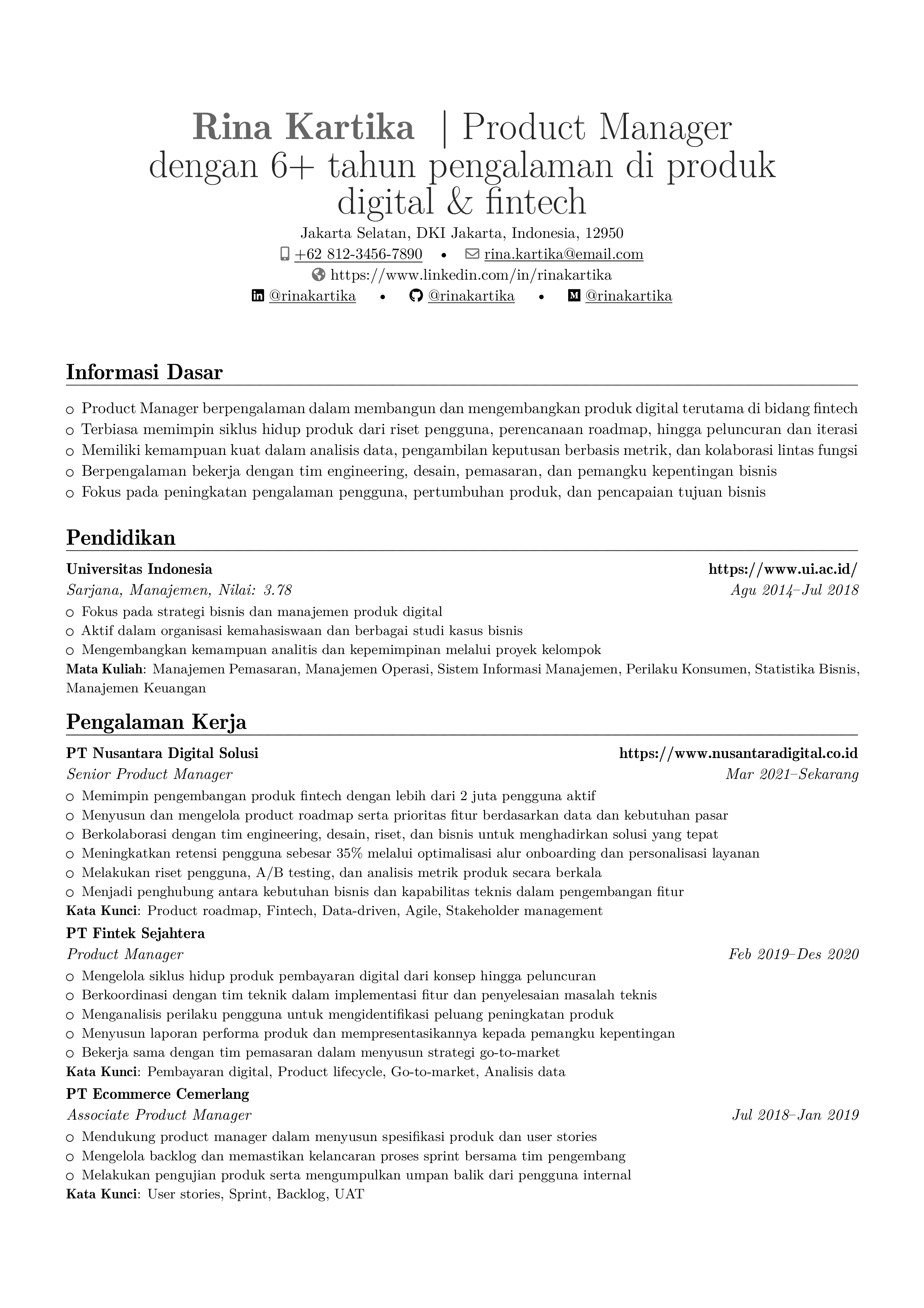 Manajer Produk resume preview