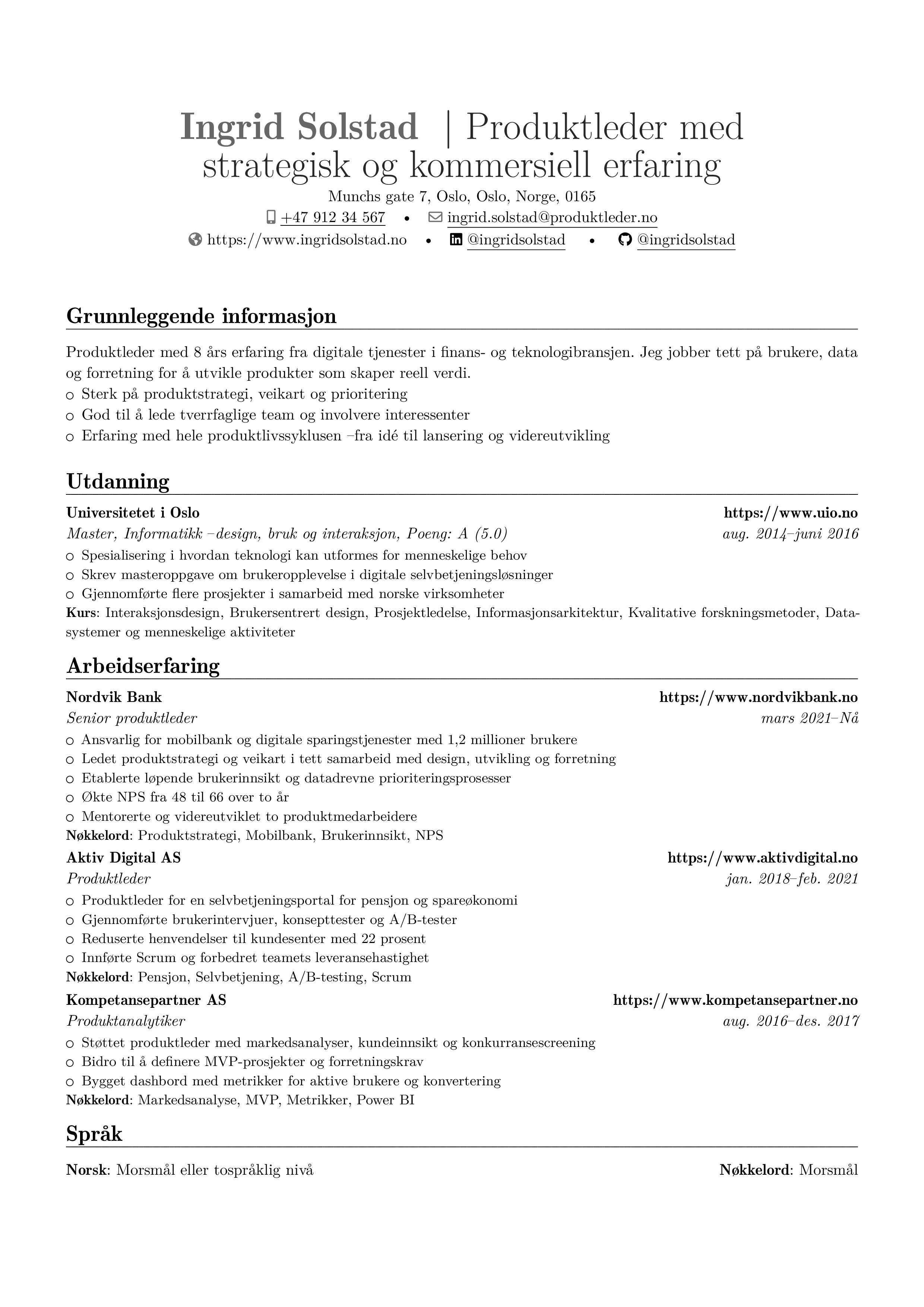 Produktleder resume preview