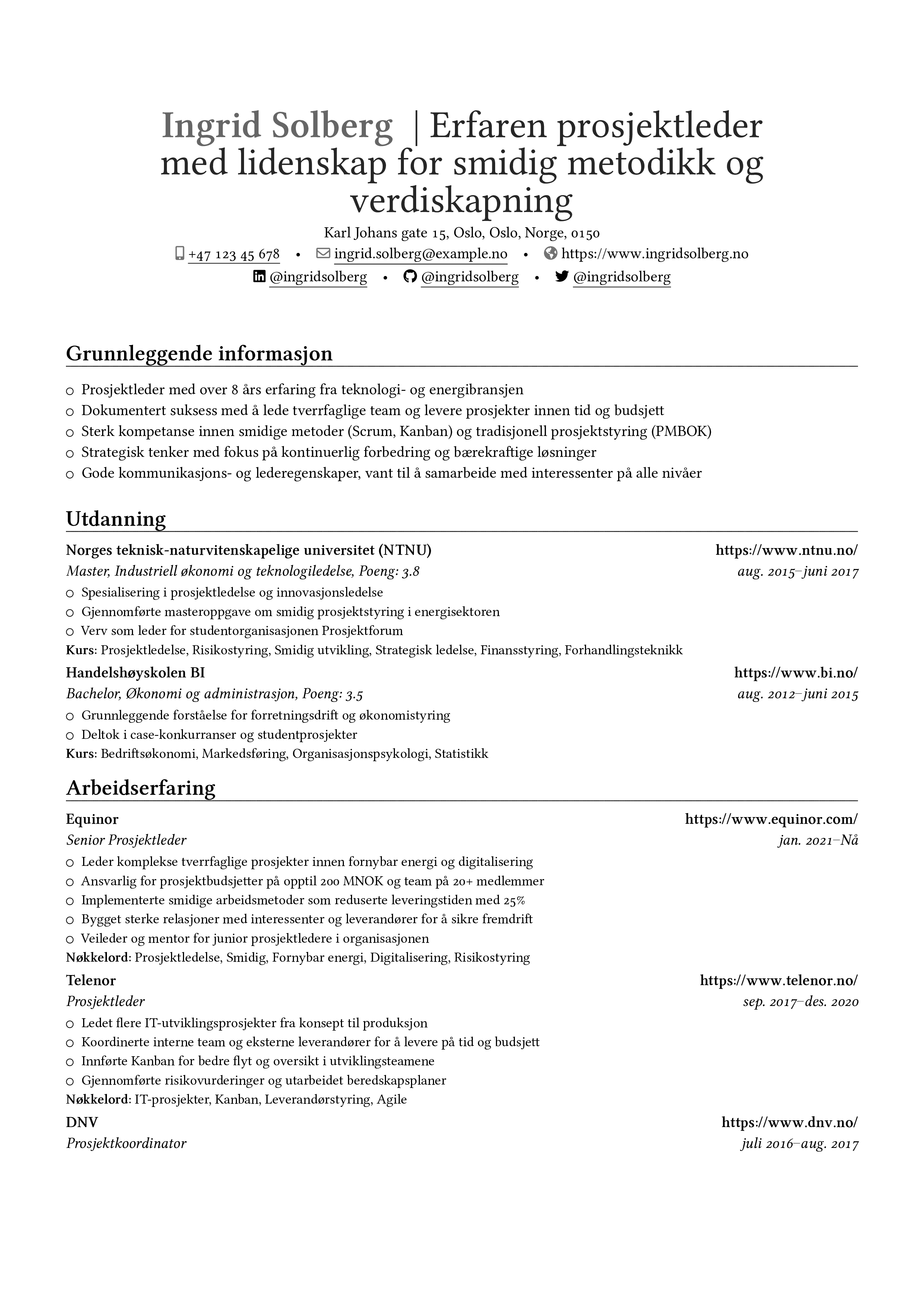 Vista previa del currículum Prosjektleder