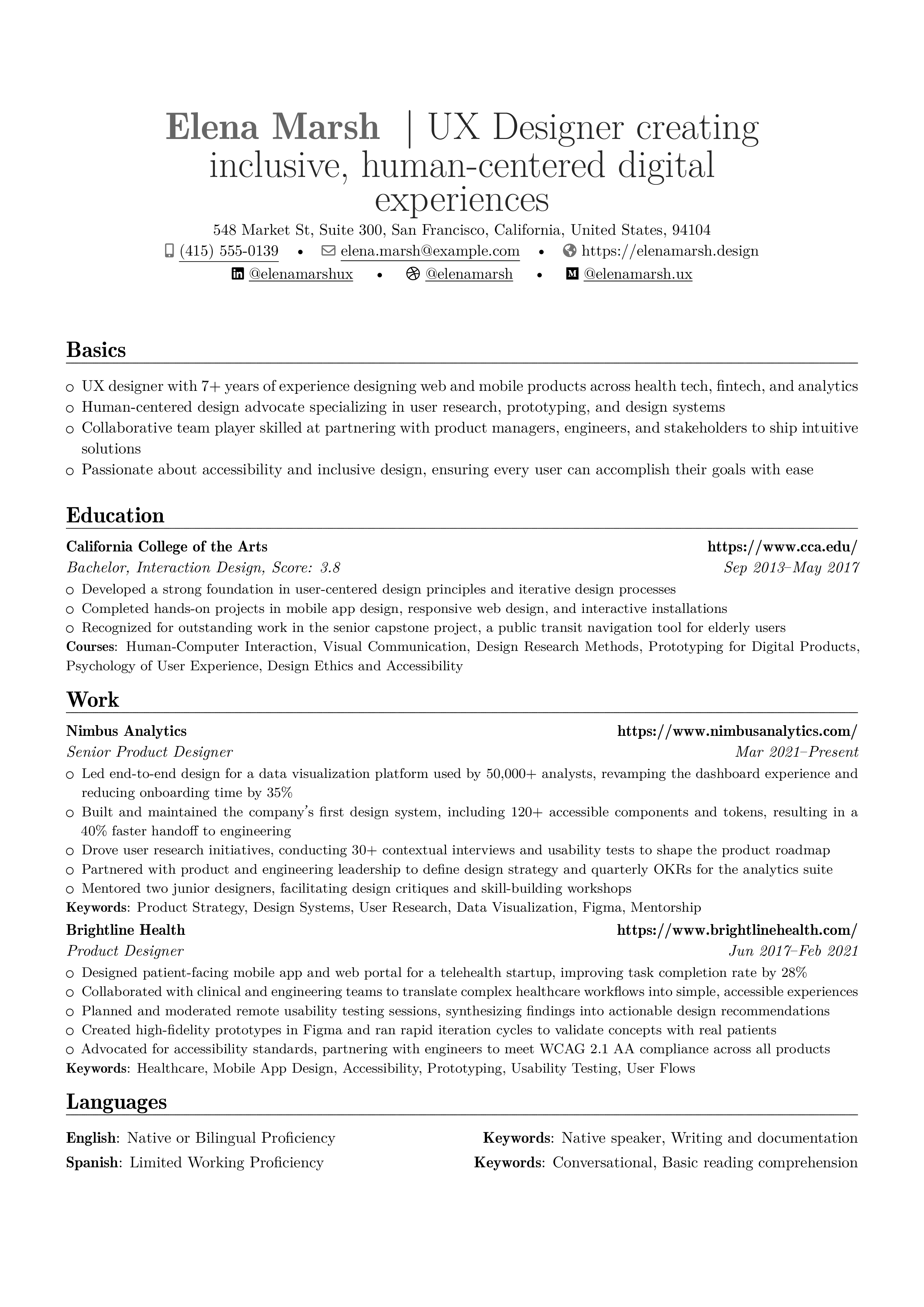 UX Designer resume preview