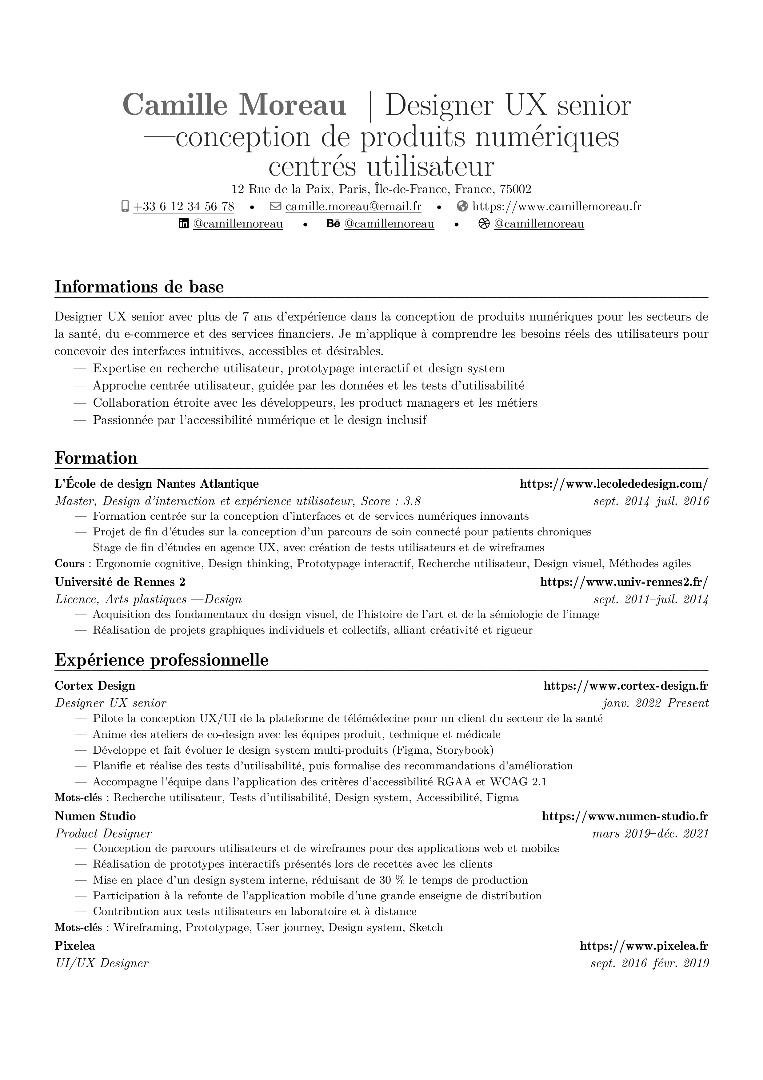 Concepteur UX resume preview