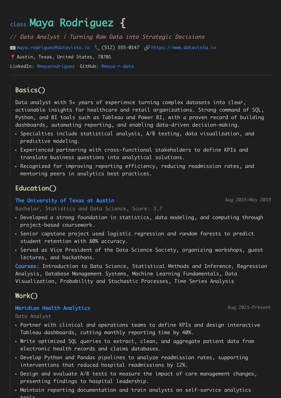 VS Code resume preview