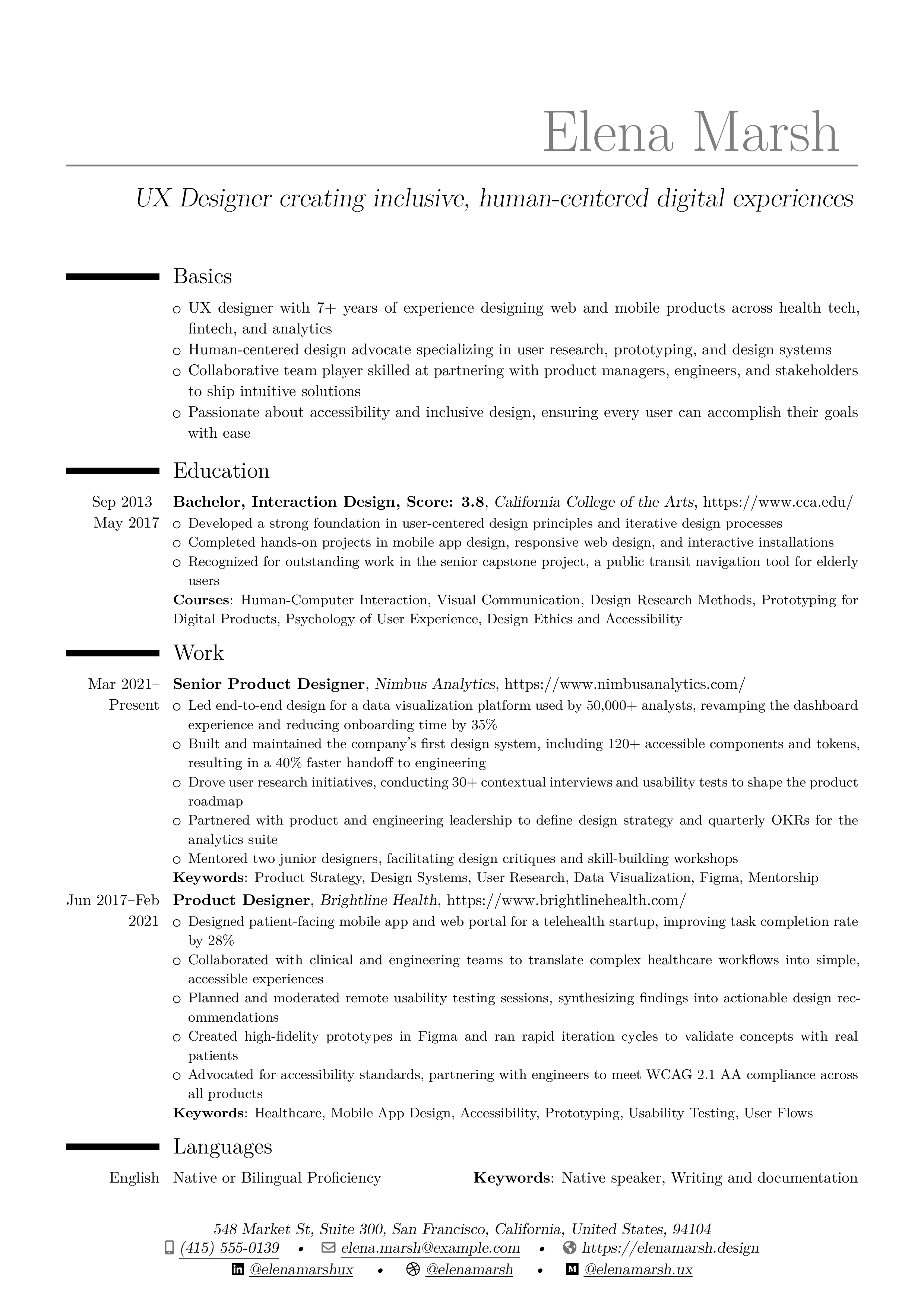 ModernCV Casual resume preview