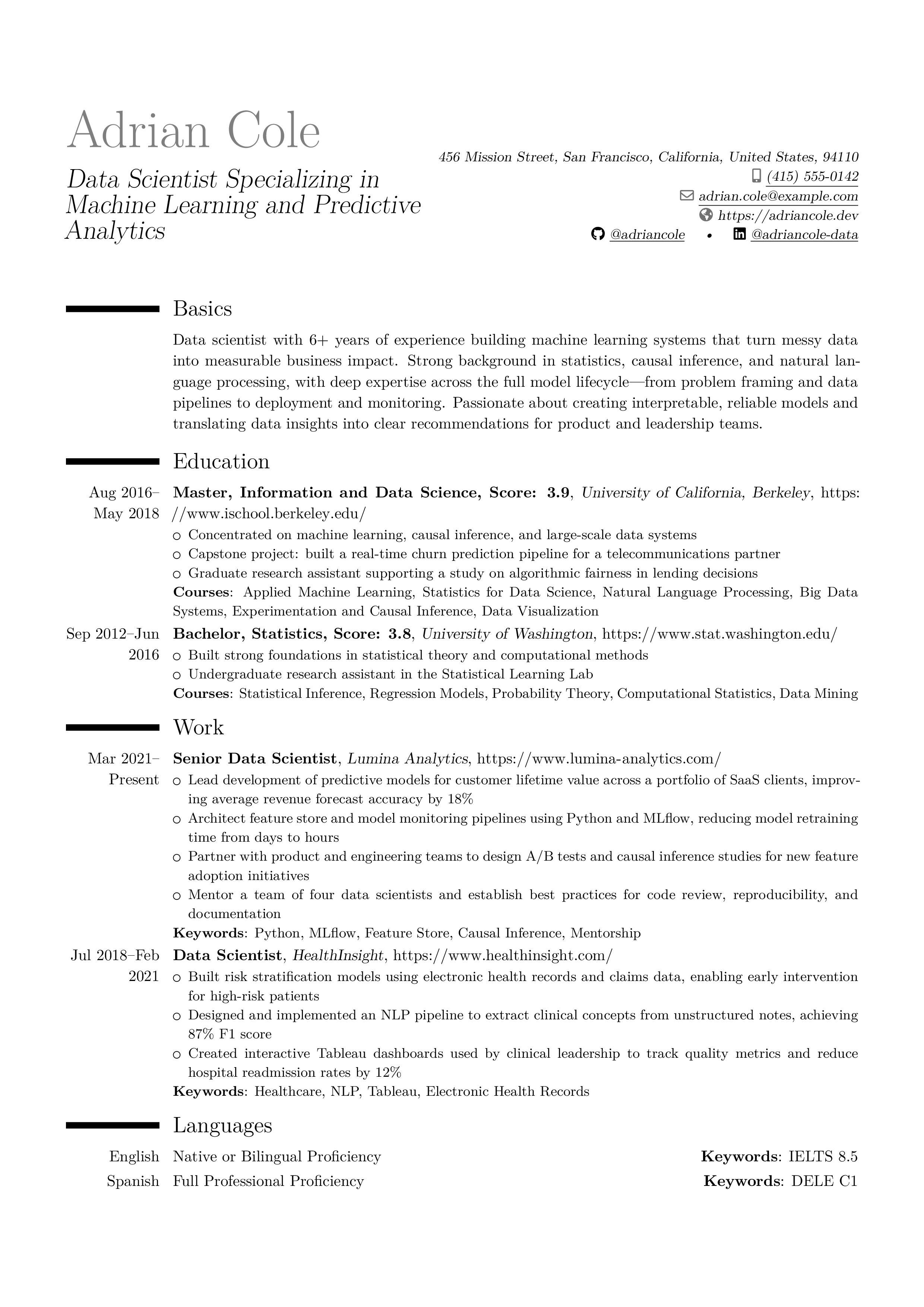 ModernCV Classic resume preview
