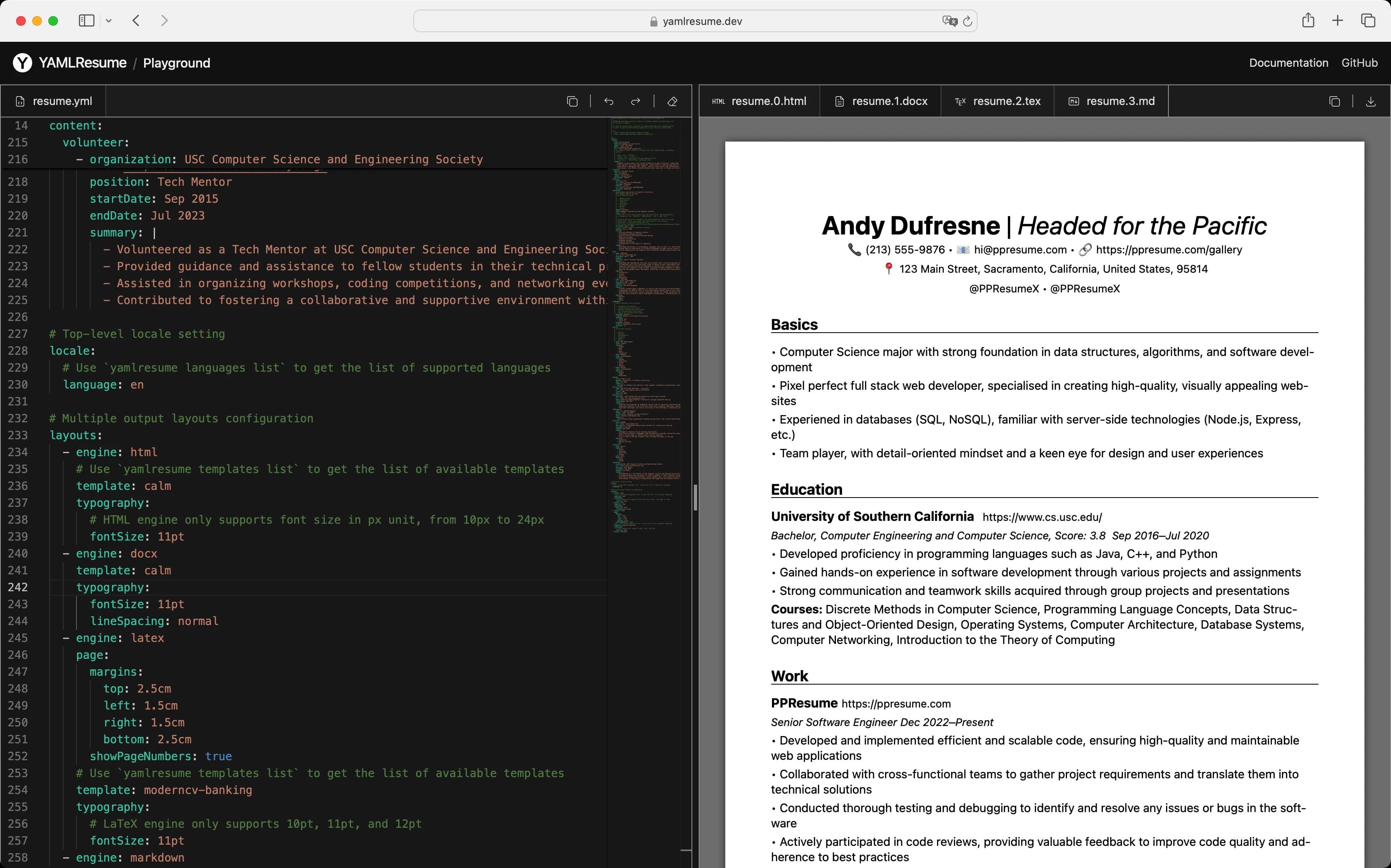 YAMLResume Playground - DOCX
