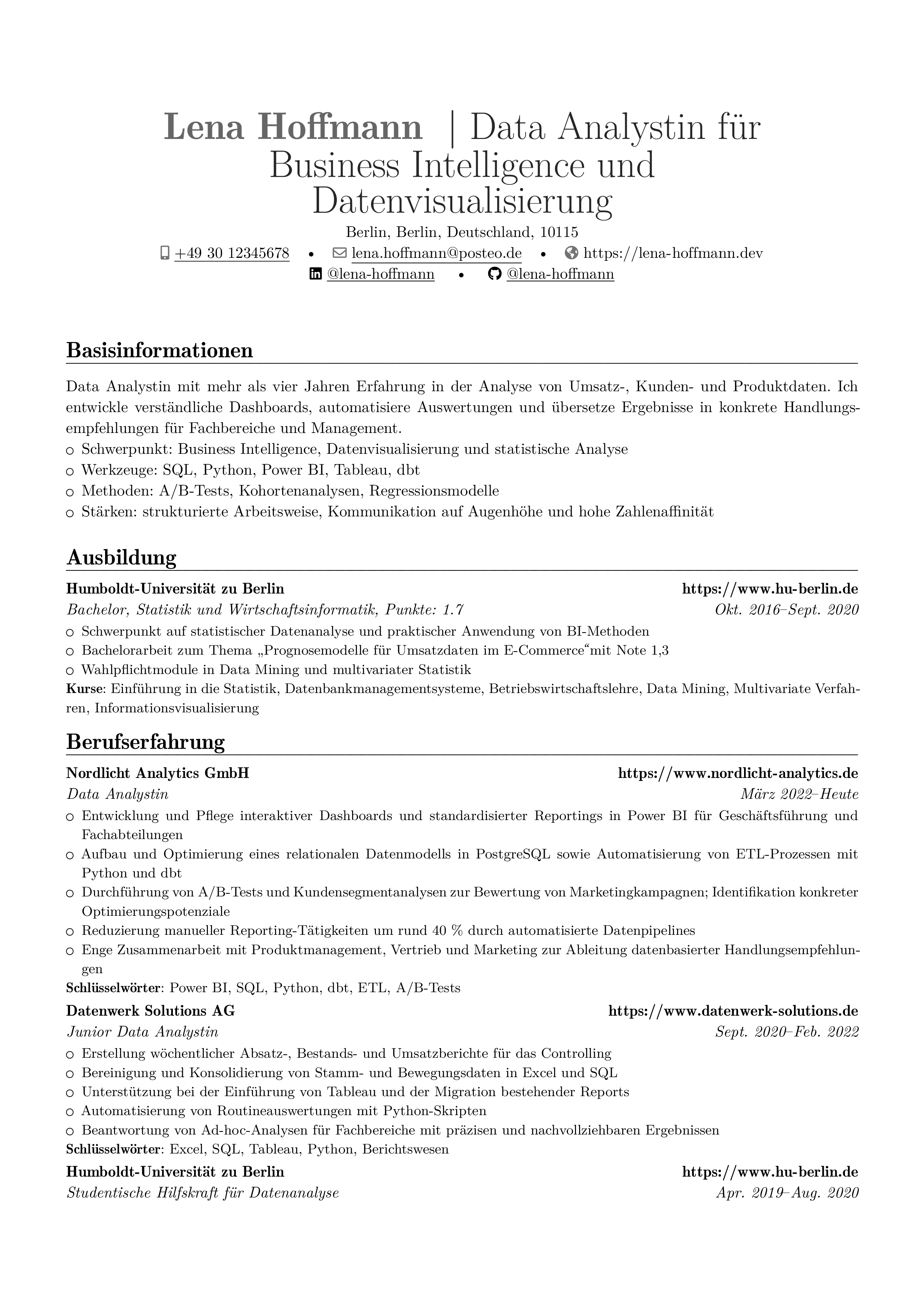 Preview of Datenanalyst resume in Deutsch