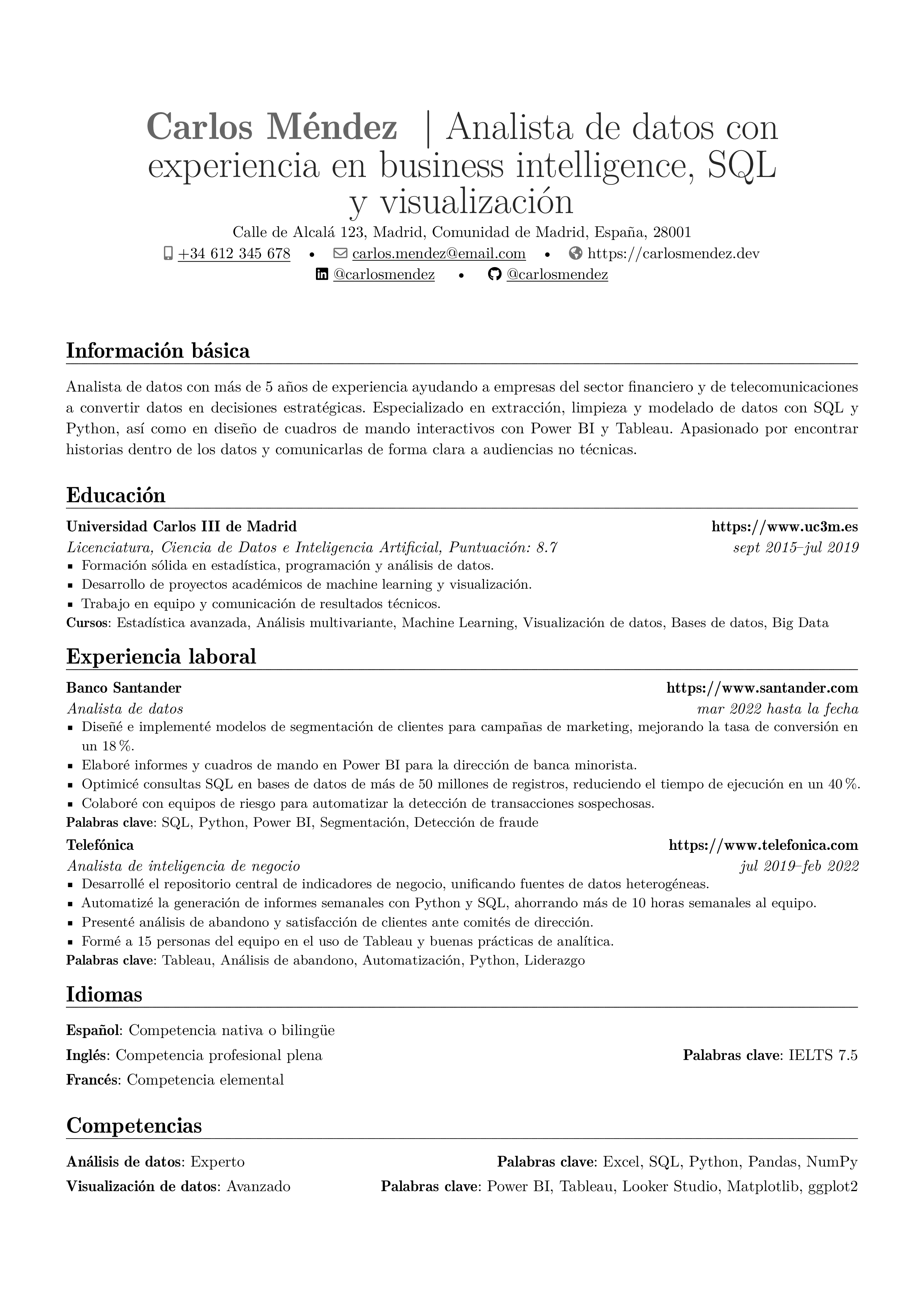 Preview of Analista de datos resume in Español