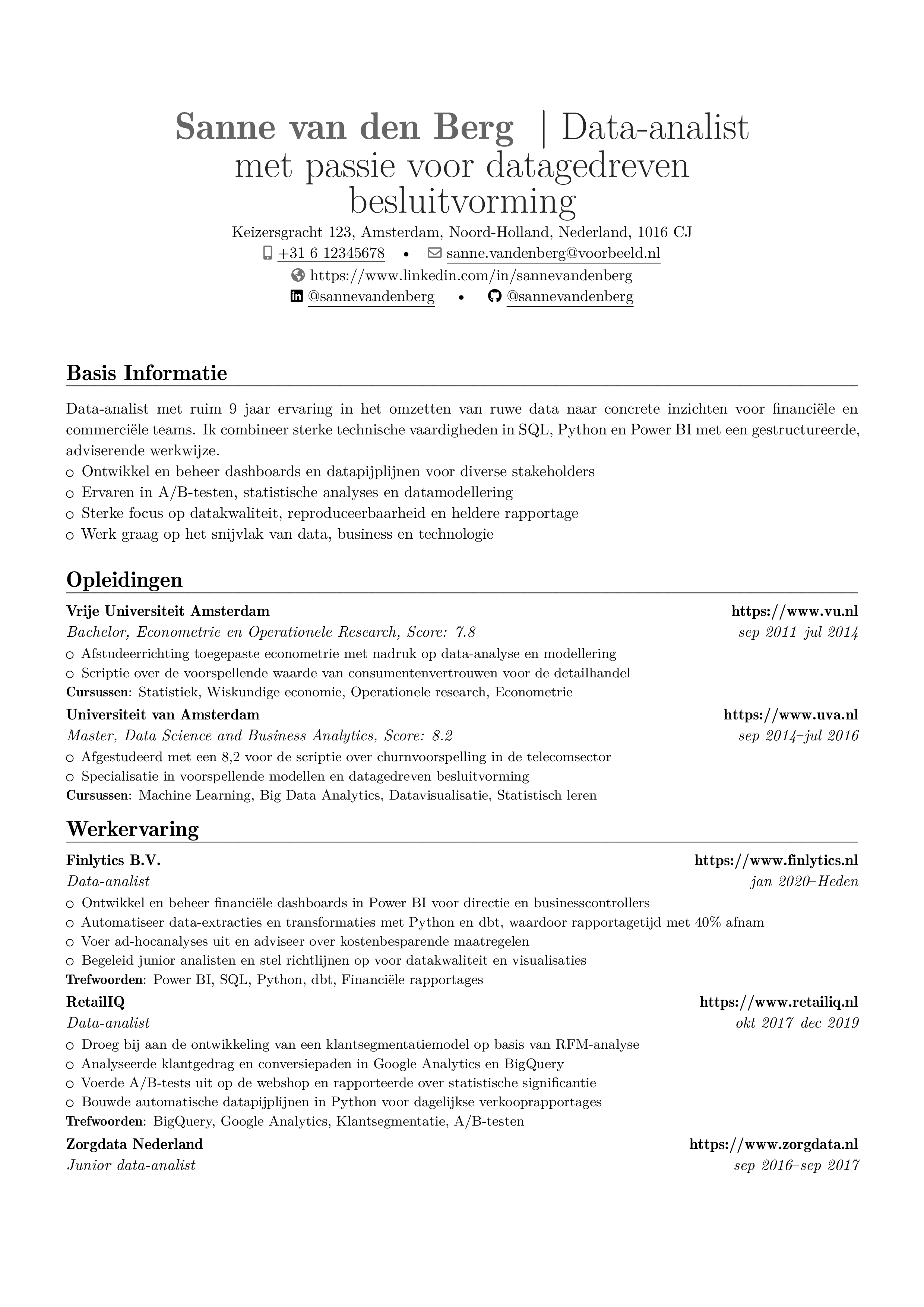 Preview of Data-analist resume in Nederlands