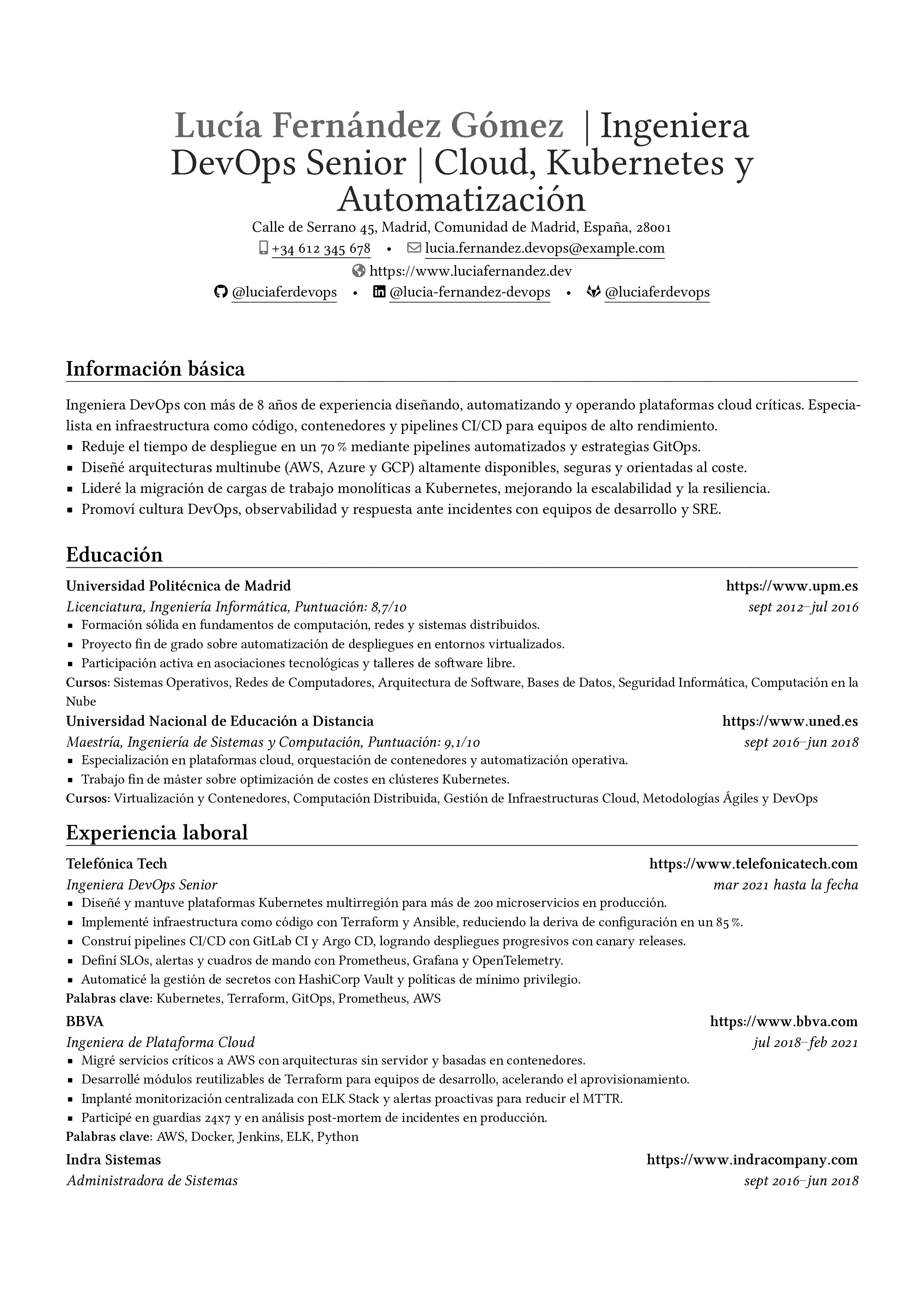 Aperçu du CV Ingeniero DevOps