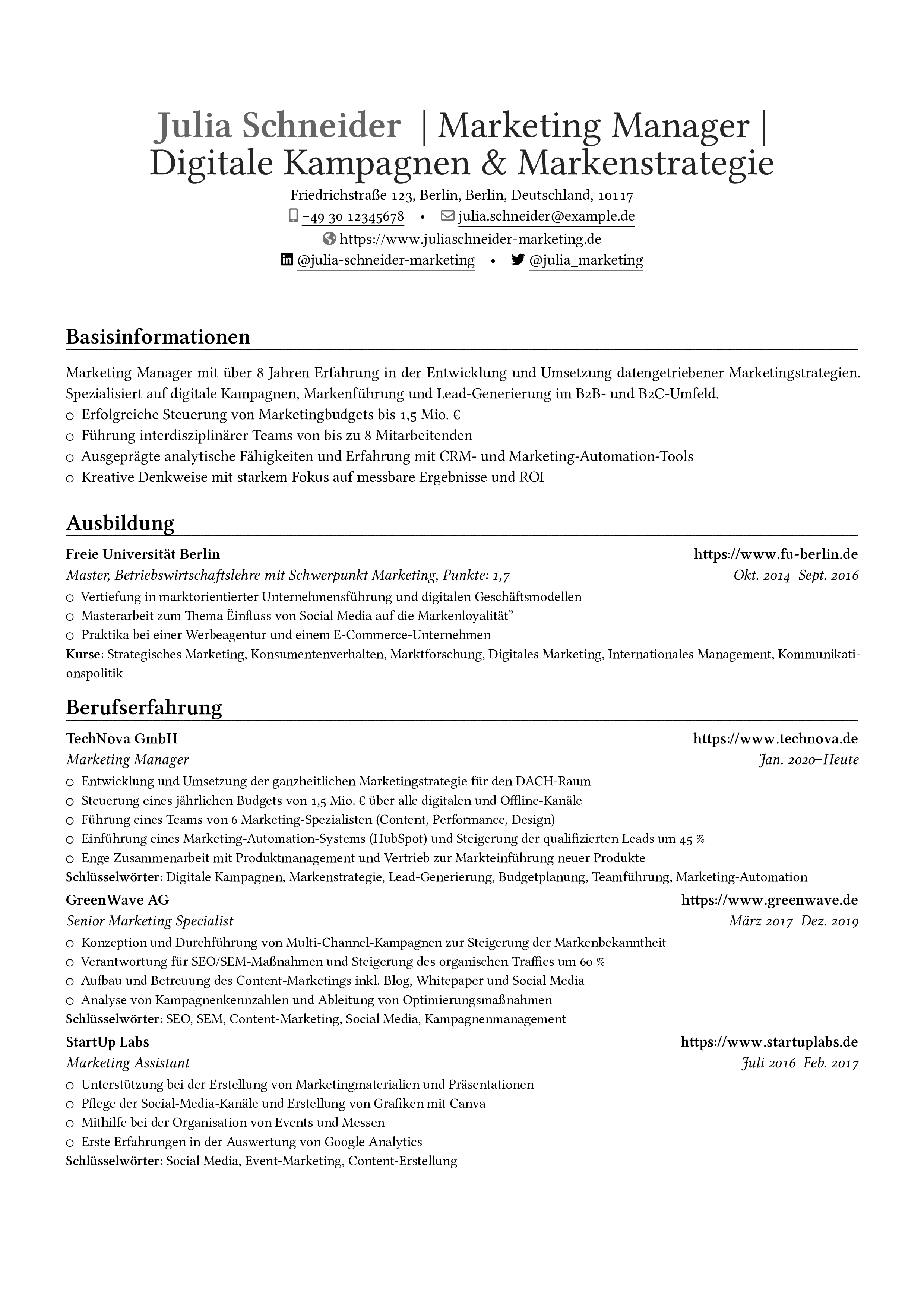 Marketingmanager resume preview