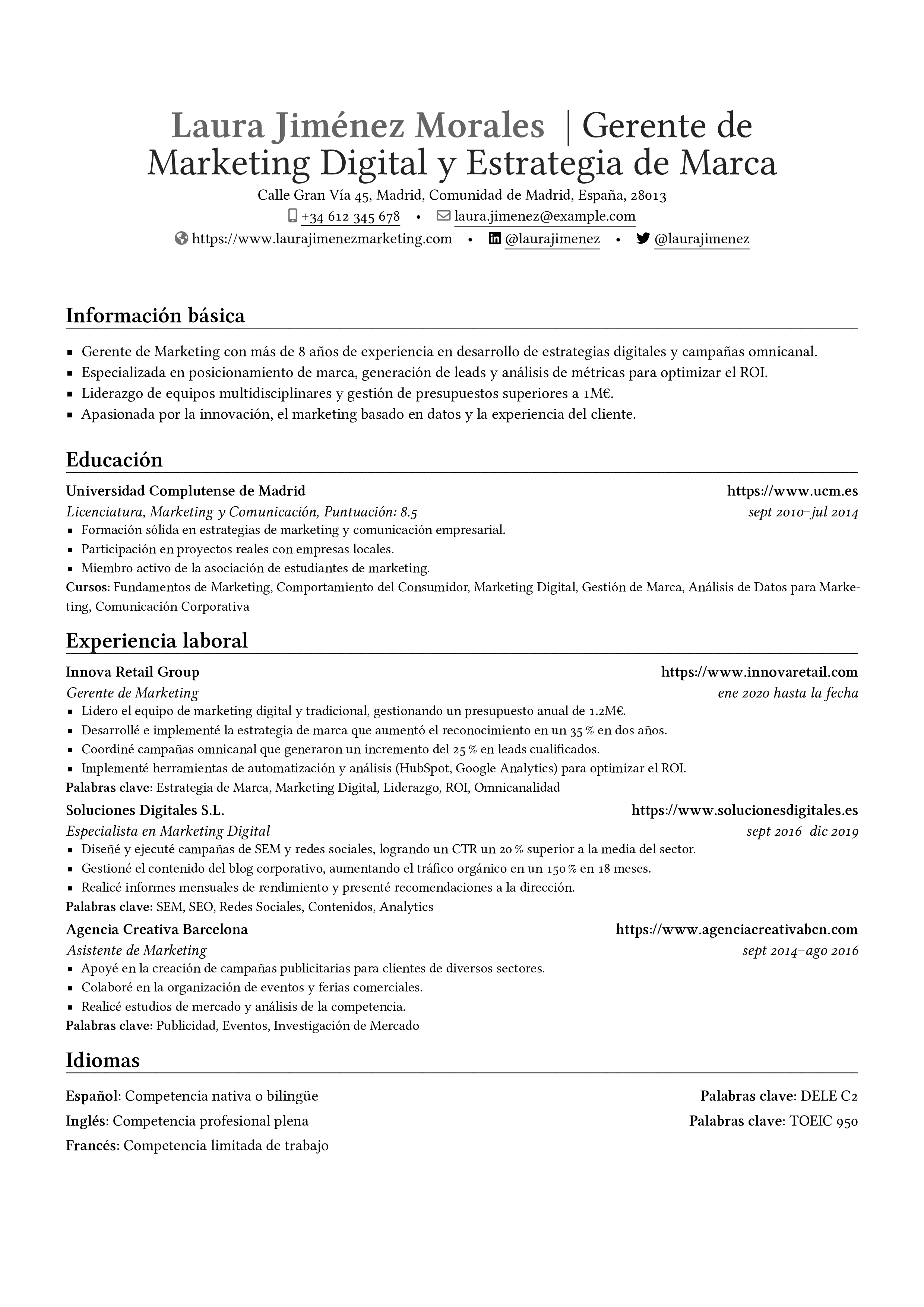 Gerente de Marketing resume preview