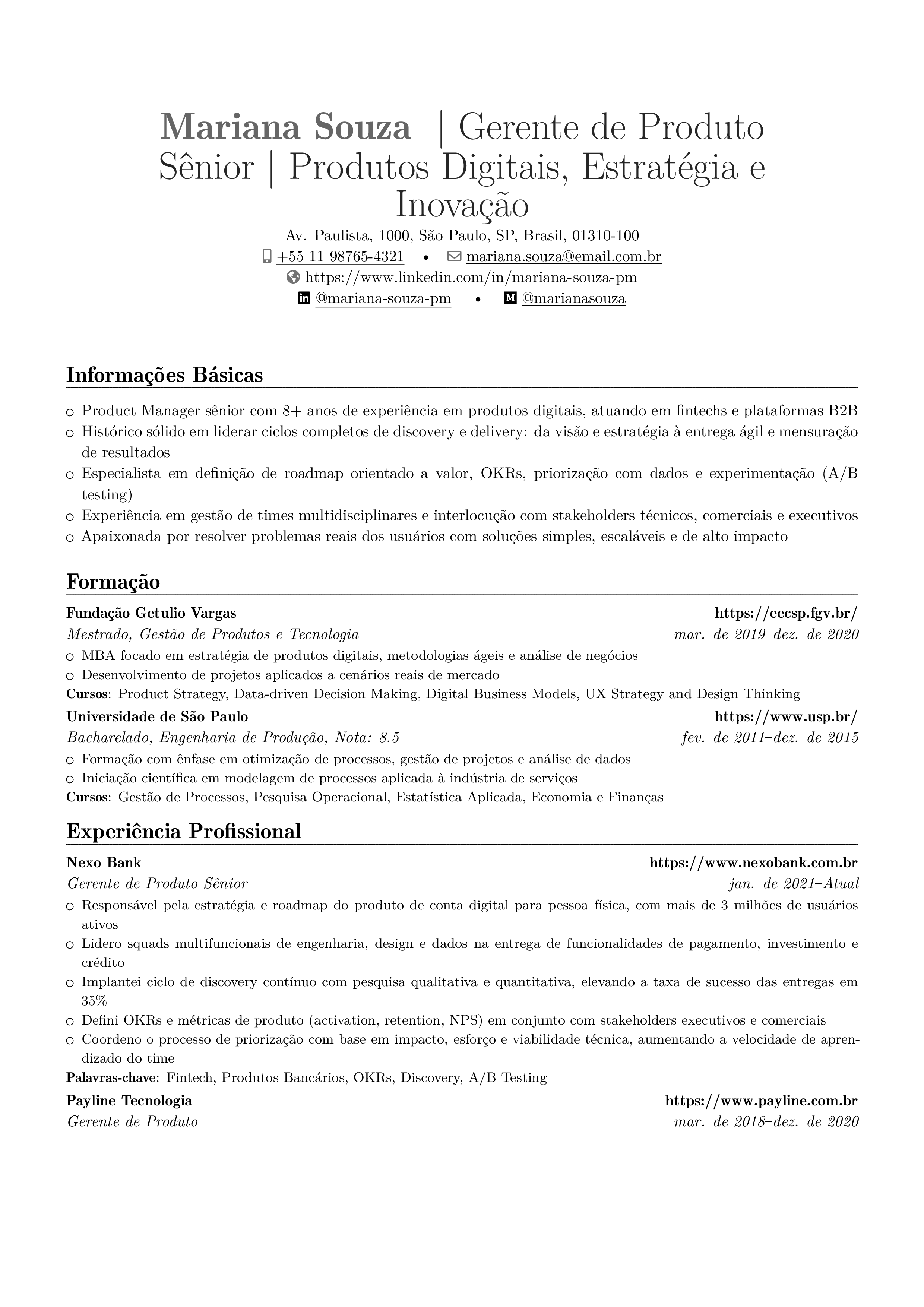 Gerente de Produto resume preview