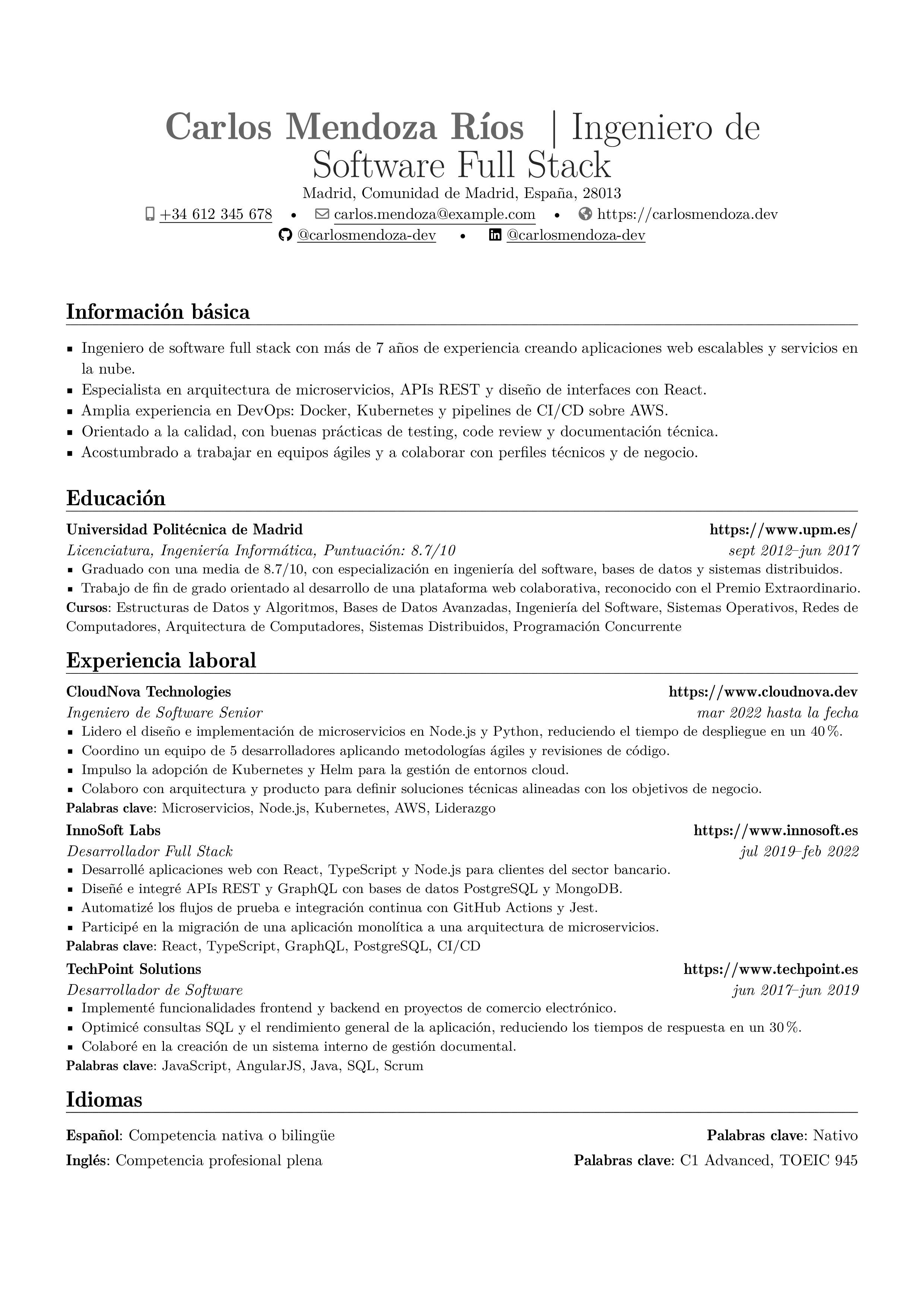 Ingeniero de software resume preview
