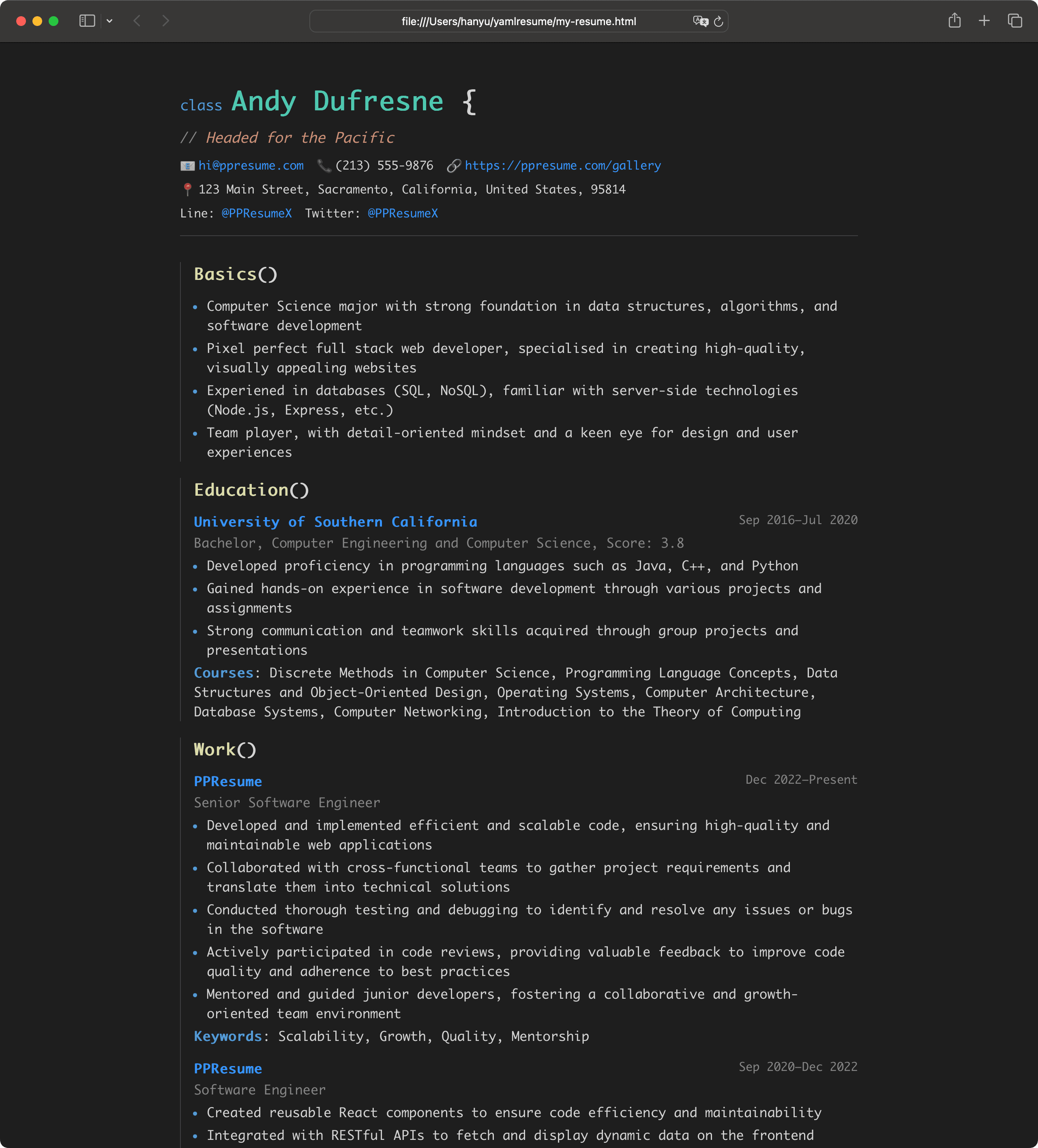 Preview of VS Code template