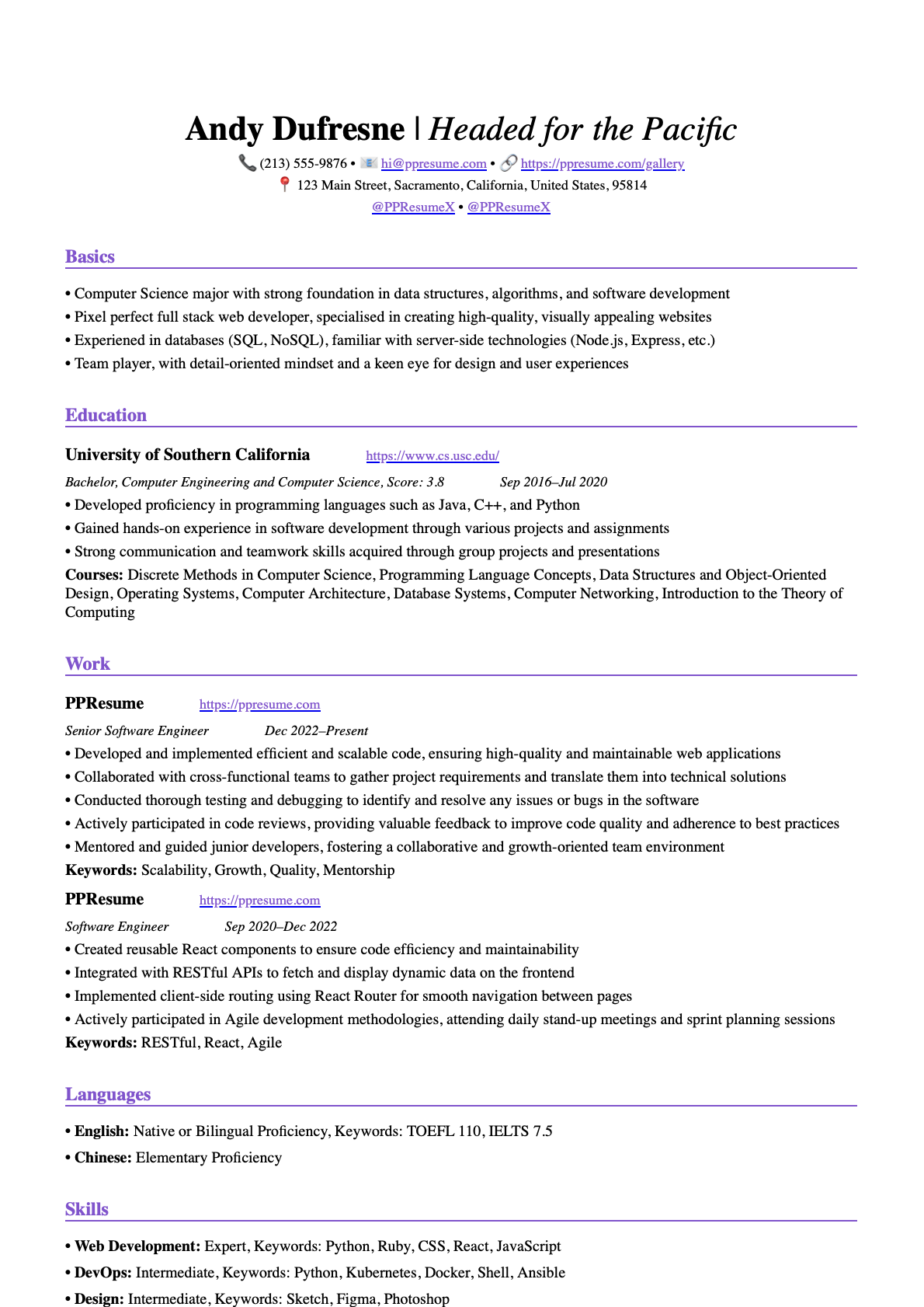 calm DOCX 模板 purple 强调色效果