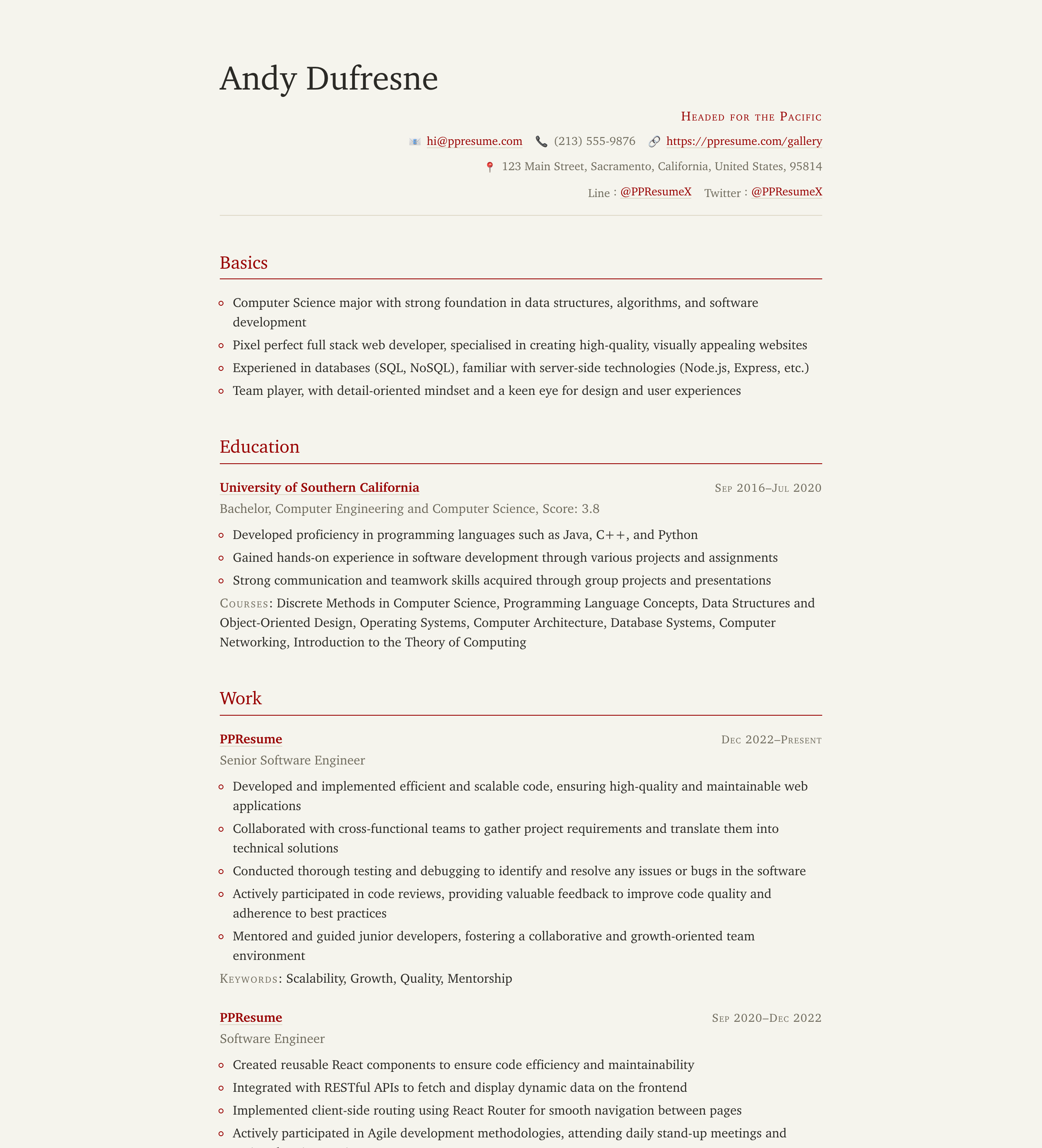 Template kami com a cor de destaque burgundy